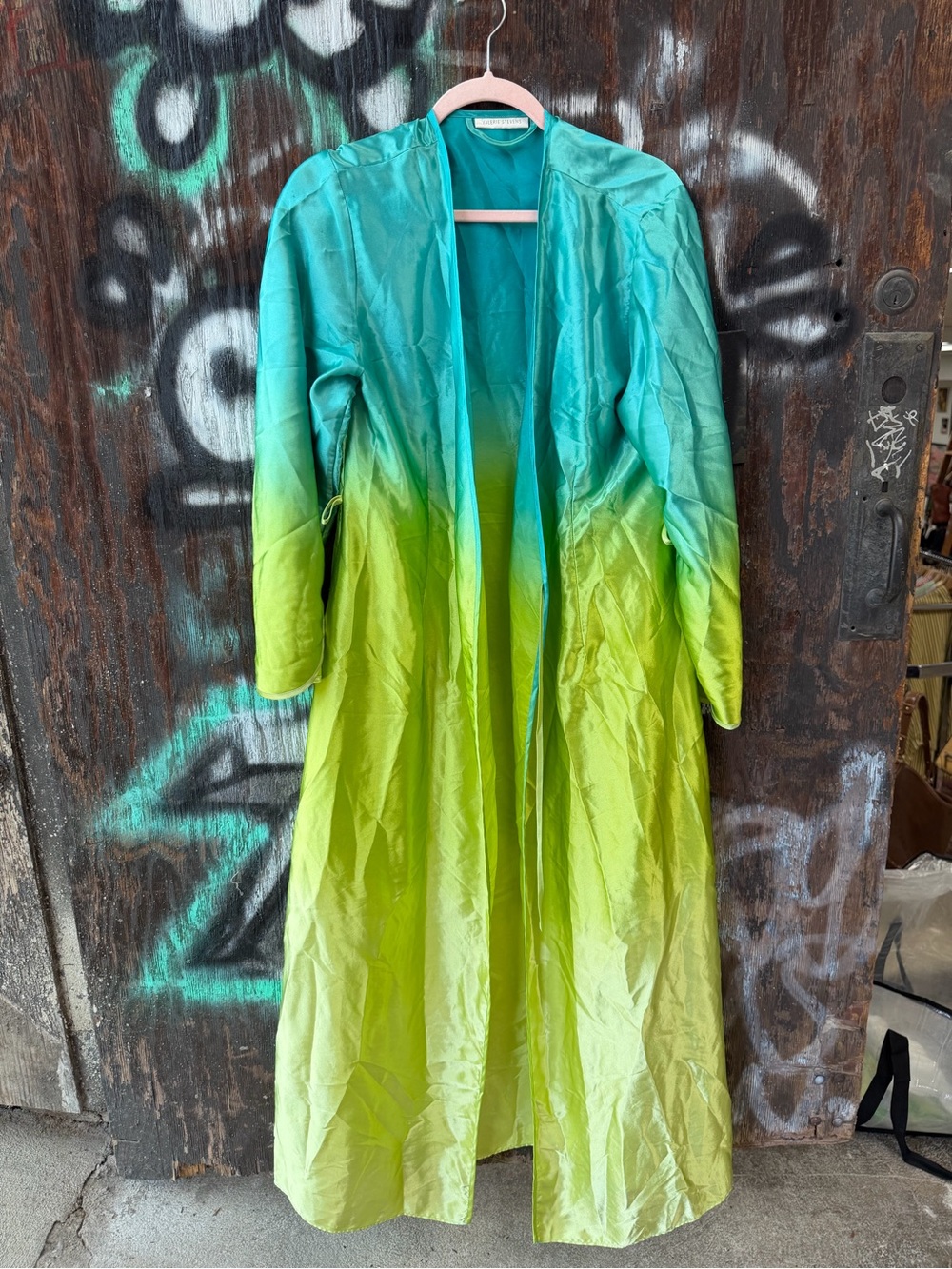 Valerie Stevens womens Ombre Cover-Up Robe in Teal to Lime Ombre Long Maxi Dress